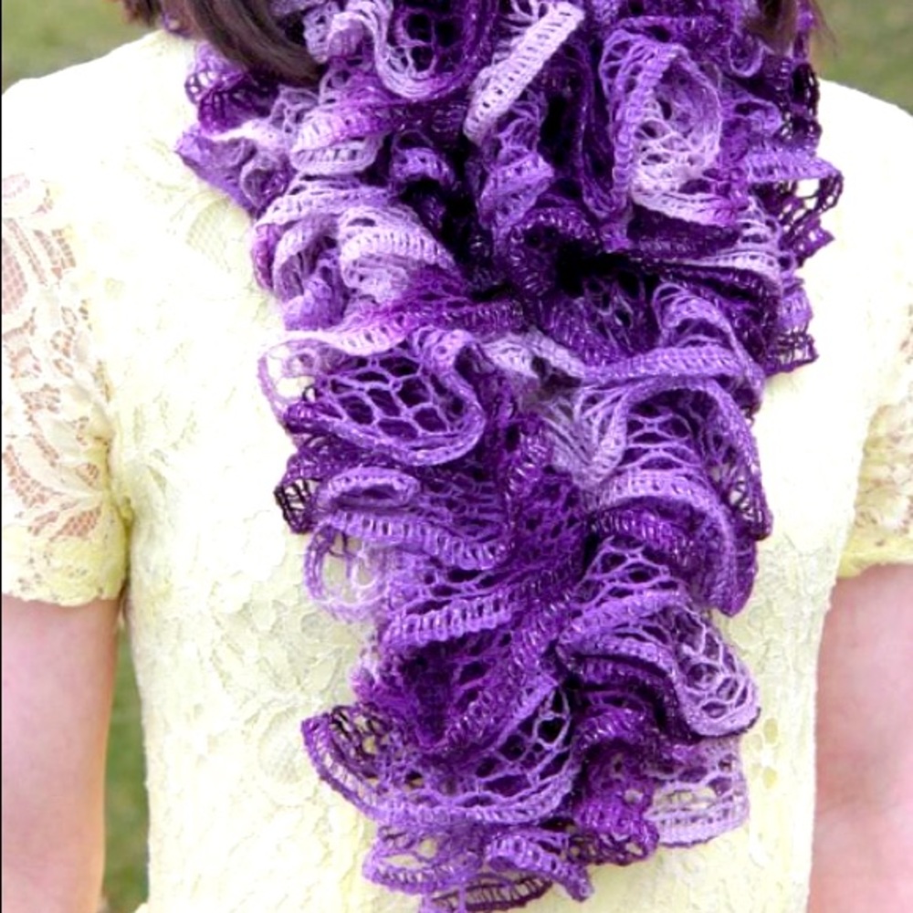 Sashay! Purple Knitted Crochet Scarf